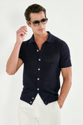 Blue knitted polo