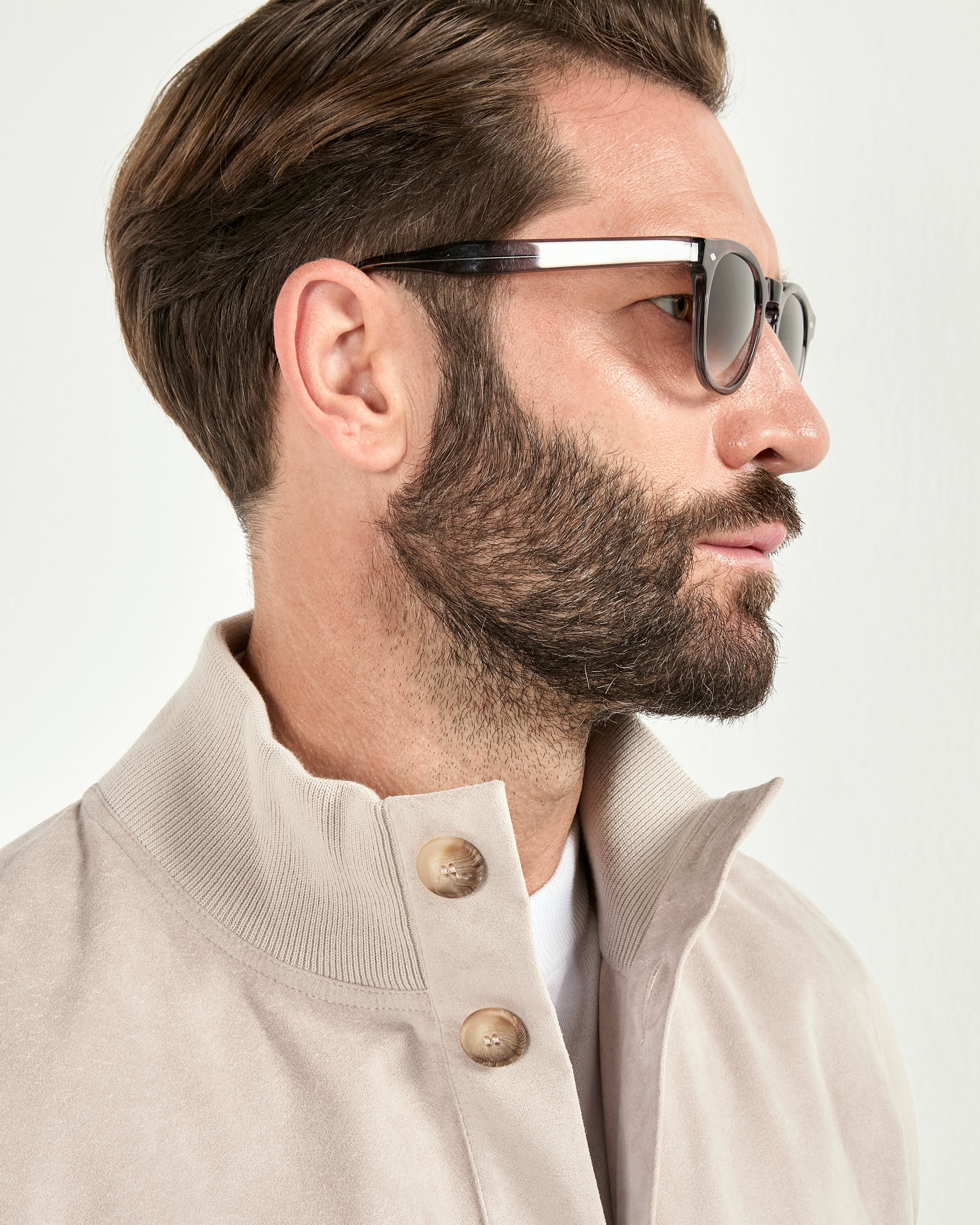 Sand knit & alcantara bomber