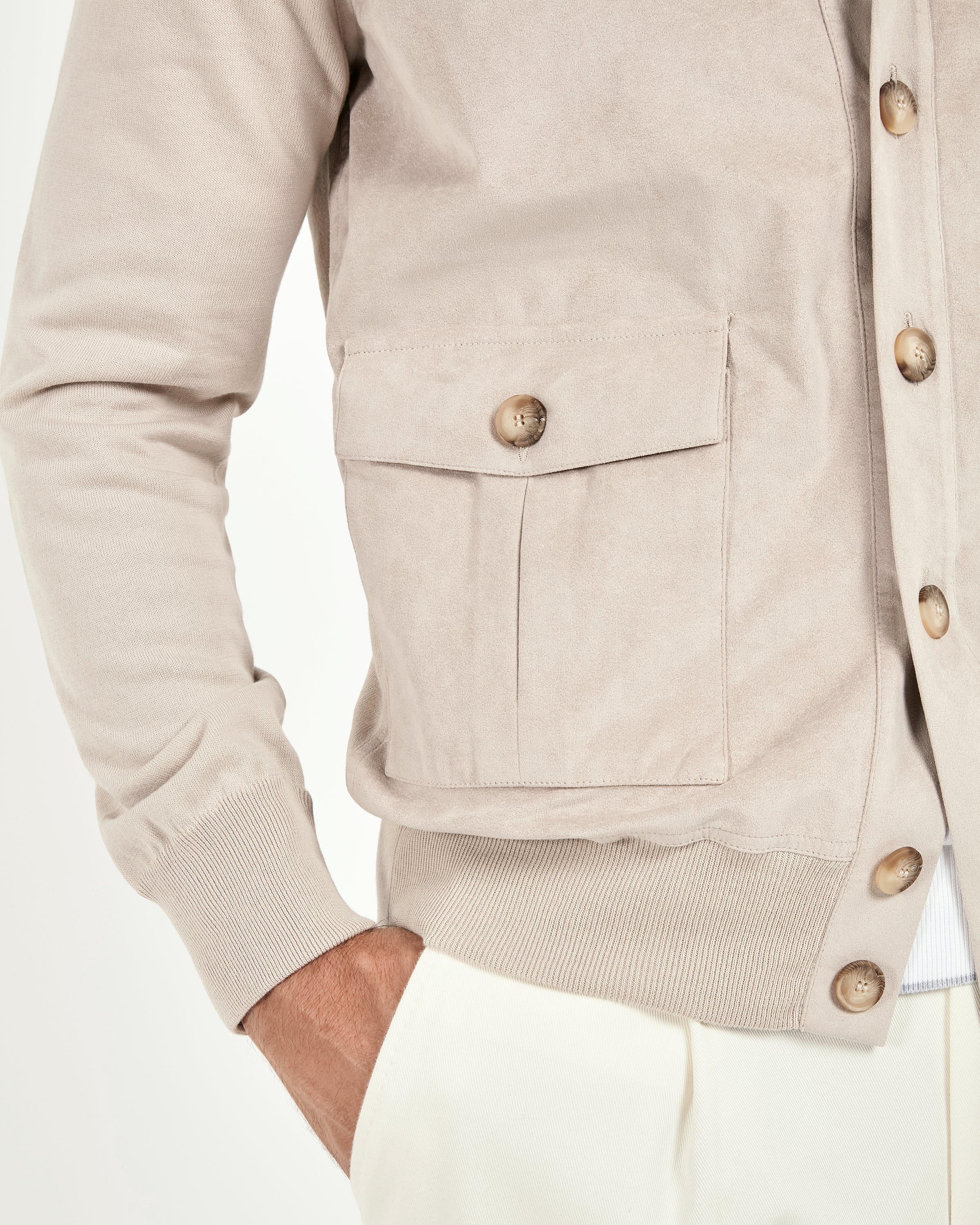 Sand knit & alcantara bomber