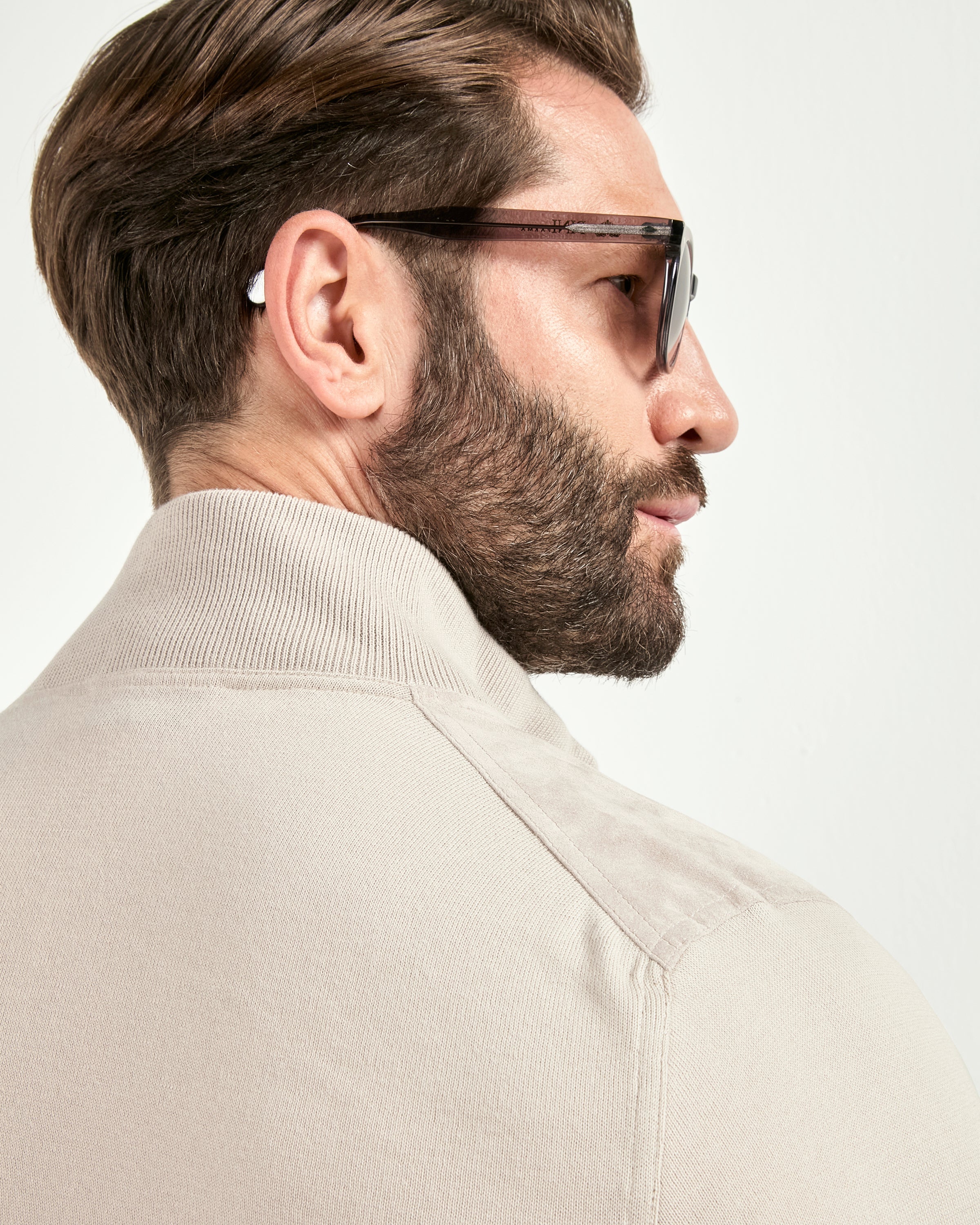 Sand knit & alcantara bomber