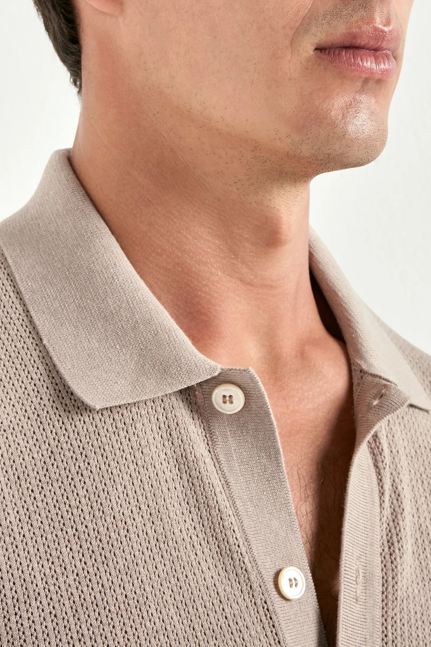 Taupe knitted polo cardigan
